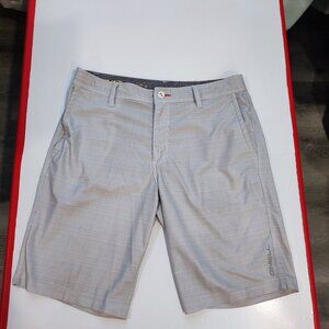 O'Neill Hybrid flat front short lightweight grey checkered men's size 32